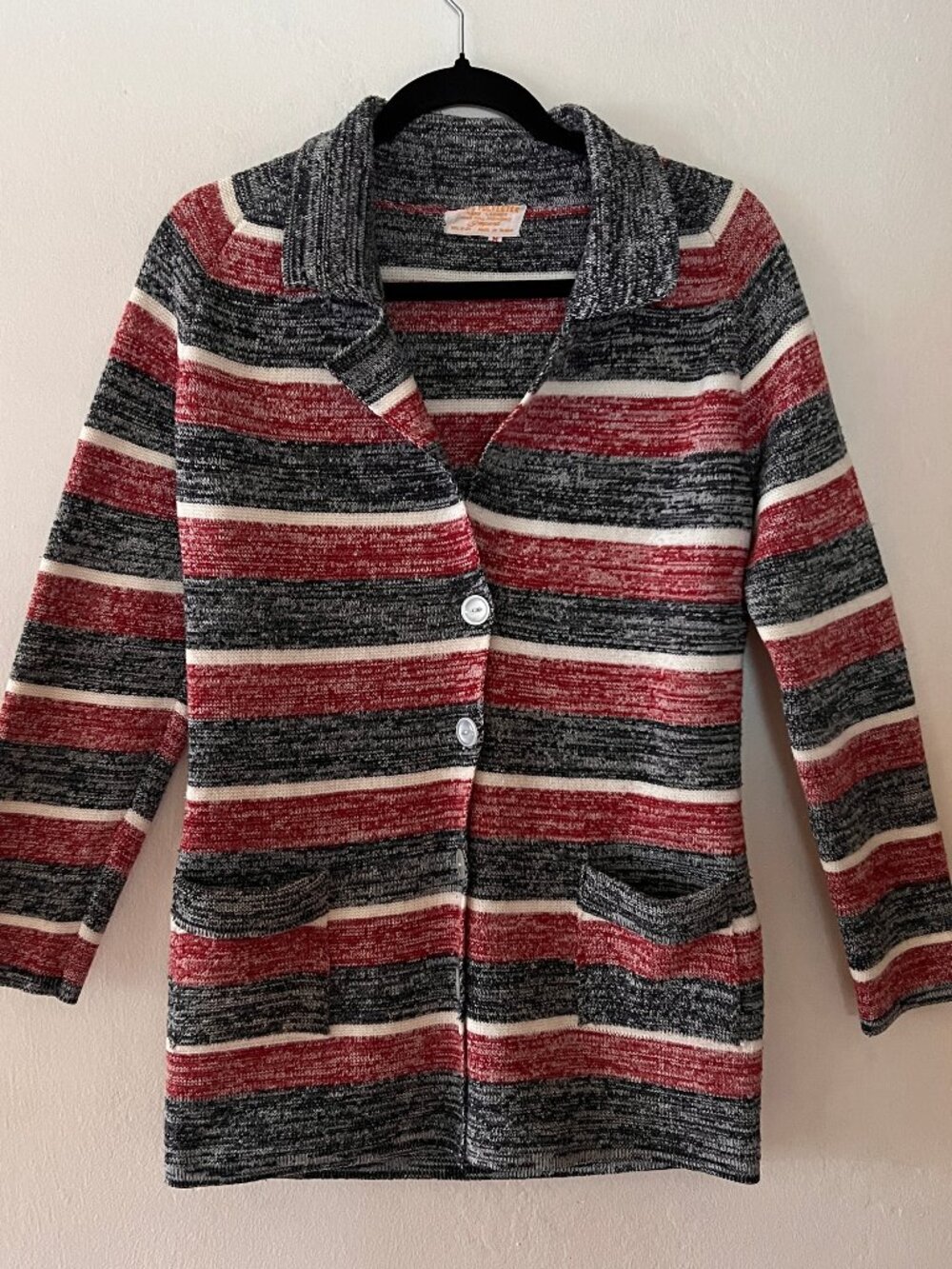 Vintage 70s Space Dye Cardigan Sweater Size Small